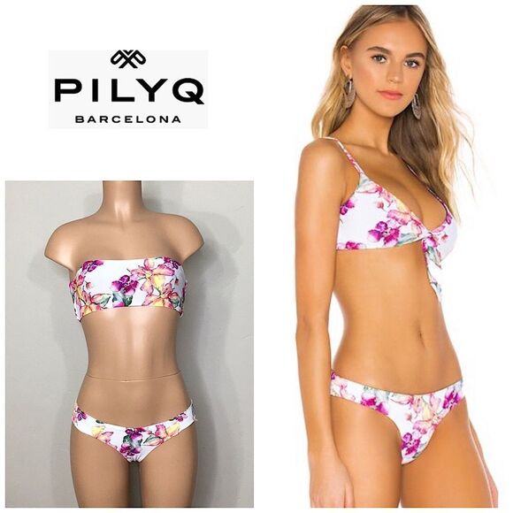 New. PILYQ floral bikini set with reversible top. 2-way. NWOT
